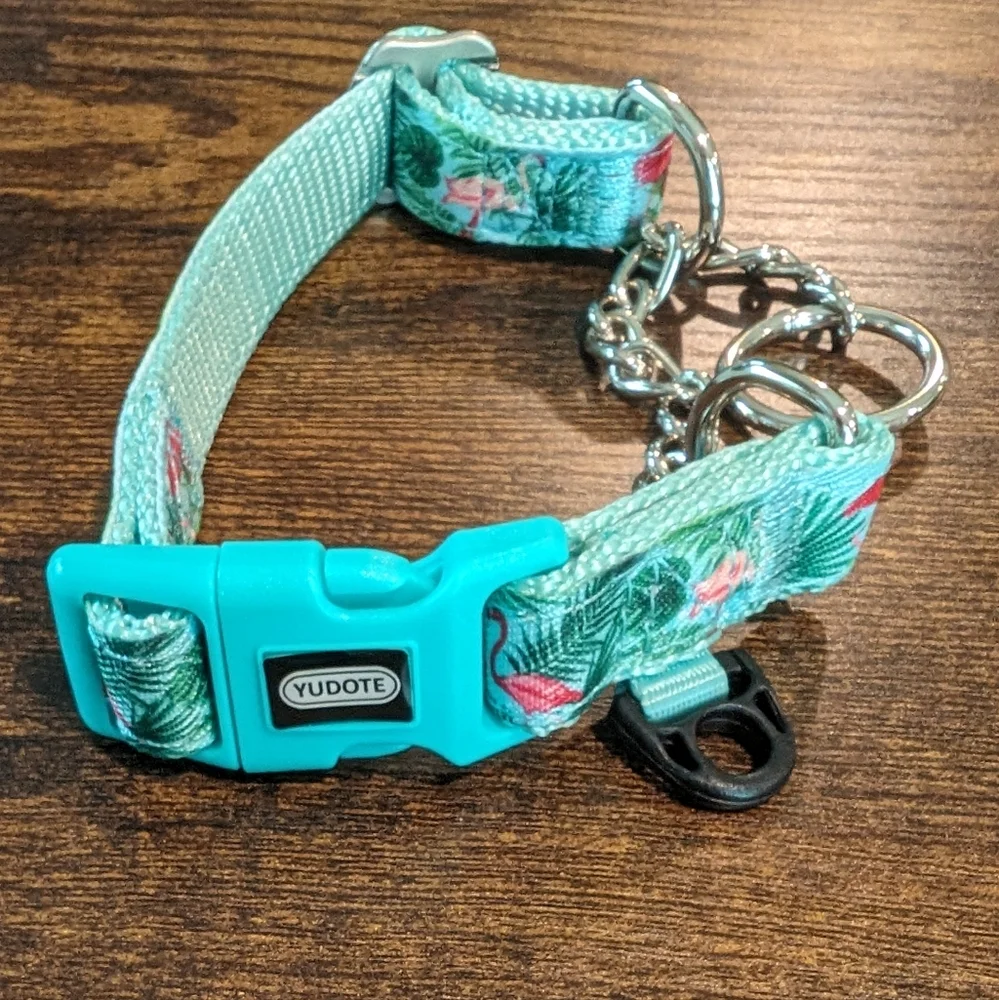 NWT Amazon Yudote Dog Collar Martingale Flamingo Print Sz S