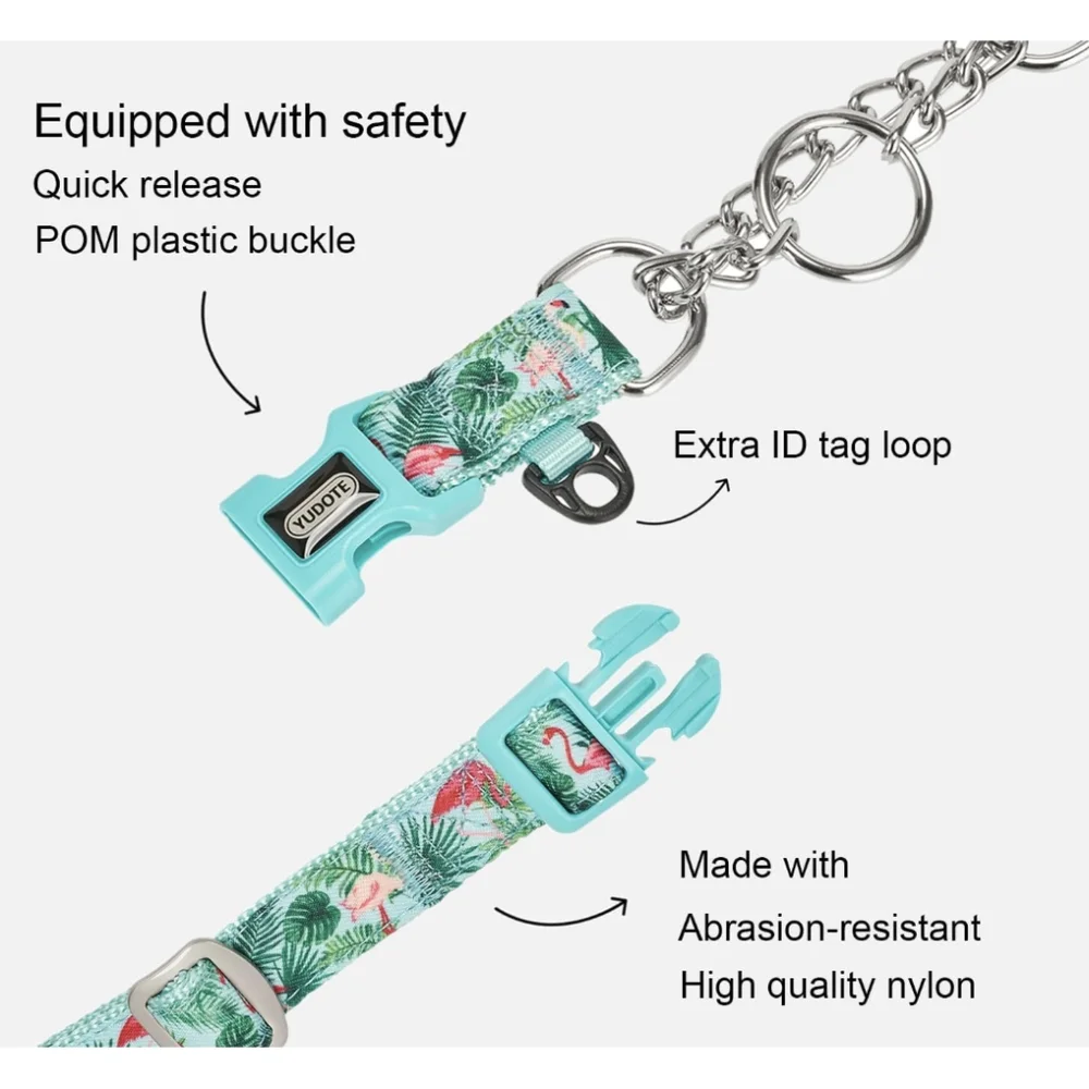 NWT Amazon Yudote Dog Collar Martingale Flamingo Print Sz S