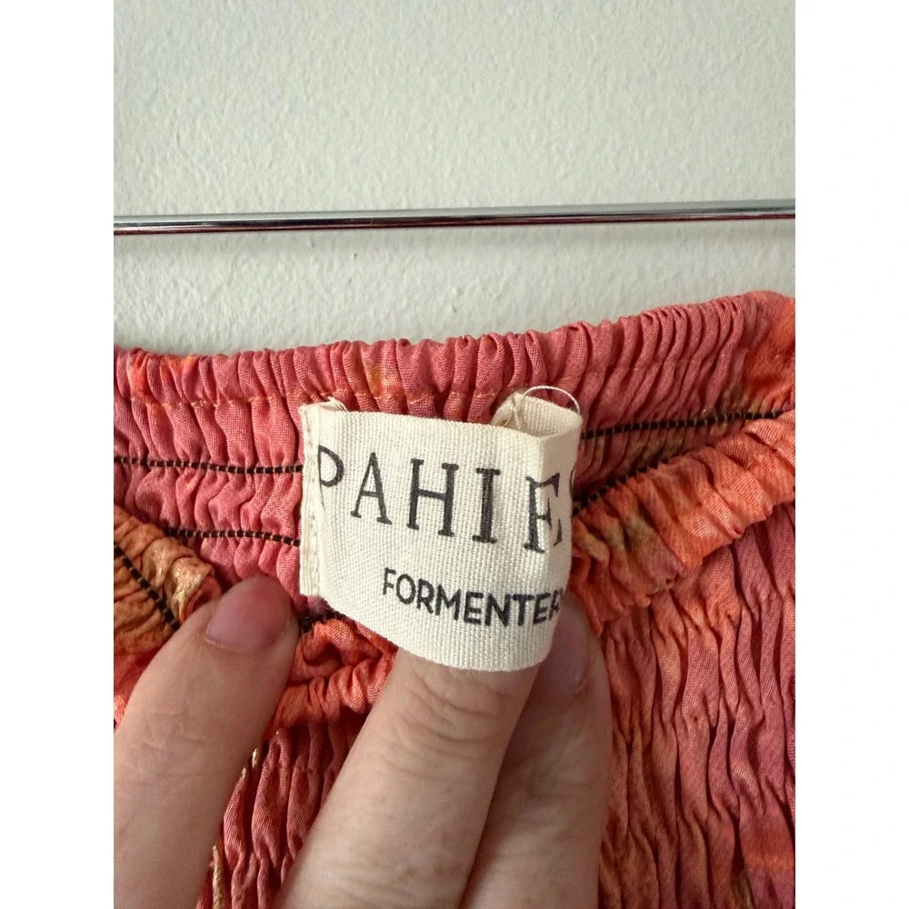 Pahiesa Formentera Silk Mini Skirt XS Tiered Smocked Ruffle Boho