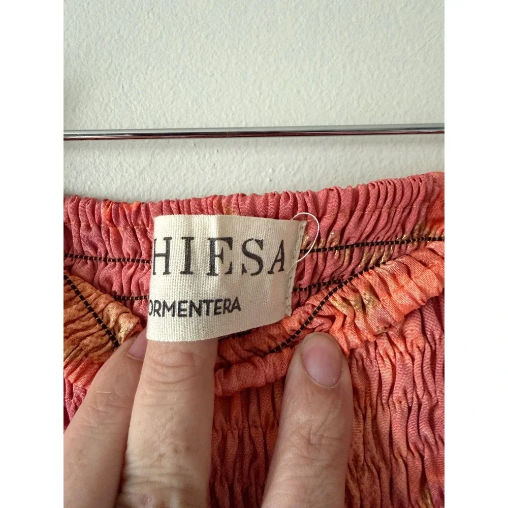 Pahiesa Formentera Silk Mini Skirt XS Tiered Smocked Ruffle Boho