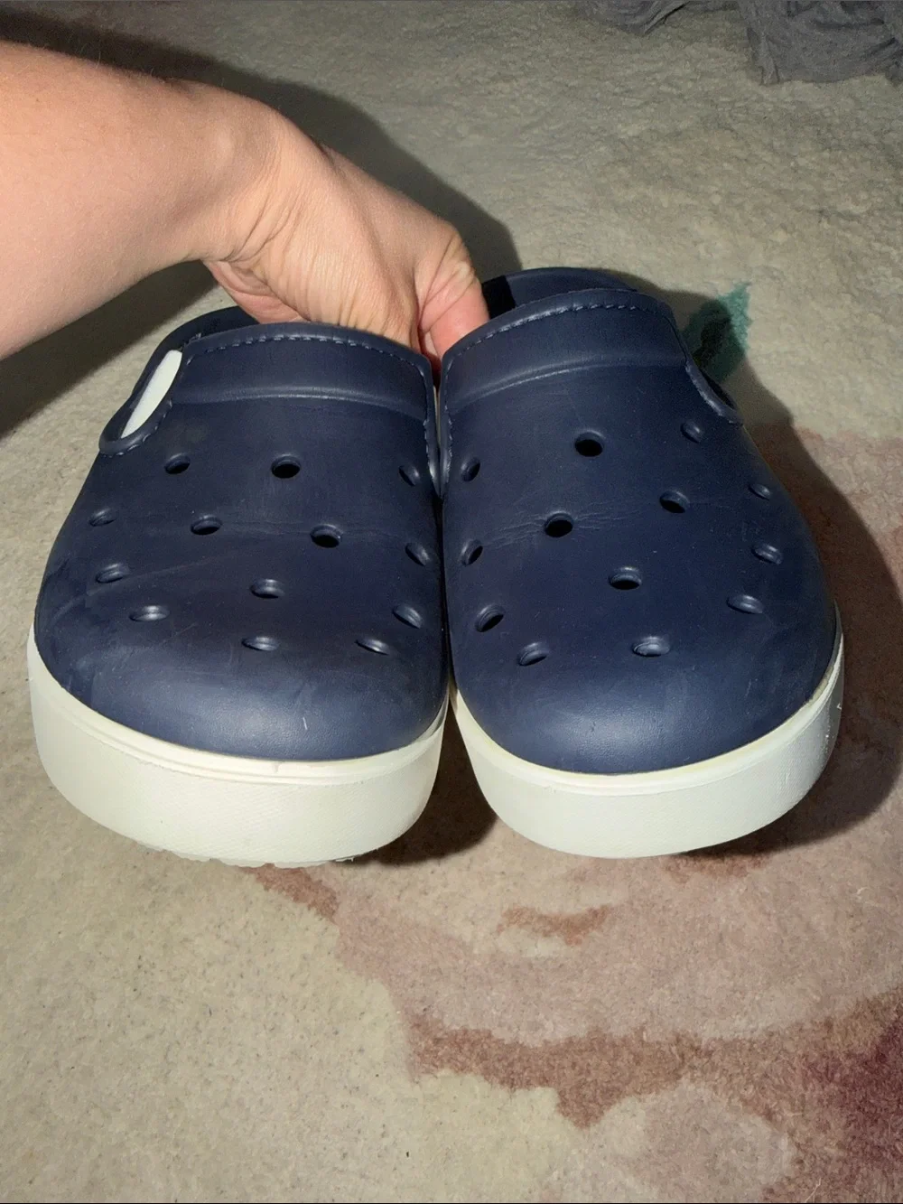 CROCS Men's Navy and White Slip-On Clog Sandals