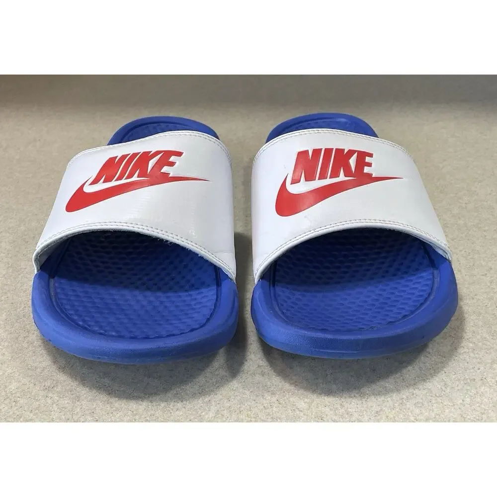 Nike Benassi JDI Slides Men’s Size 11 Royal/White/Red -Summer Sandals 343880-410