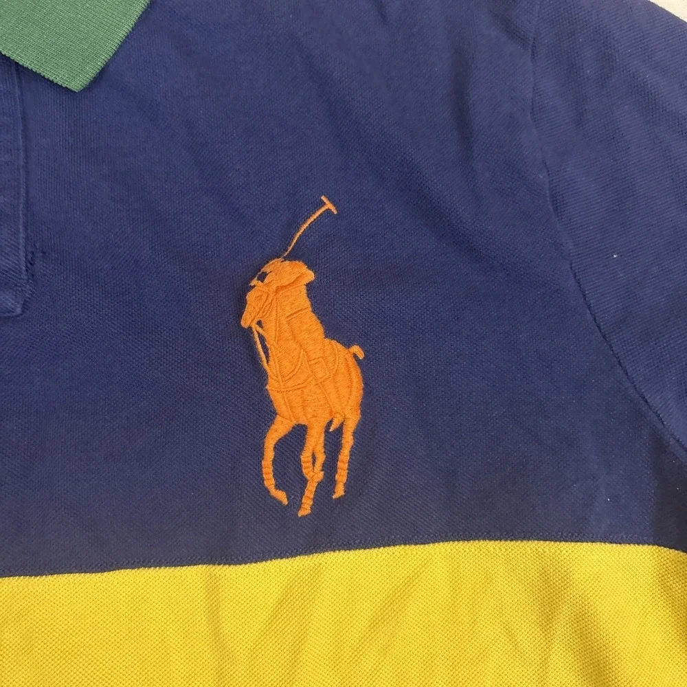 Polo Ralph Lauren Custom Slim Fit Big Pony Polo Shirt Mens XL Colorblock