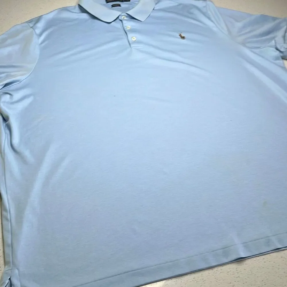 Polo Ralph Lauren Baby Blue Standard Fit Performance Polo Shirt Mens XXL