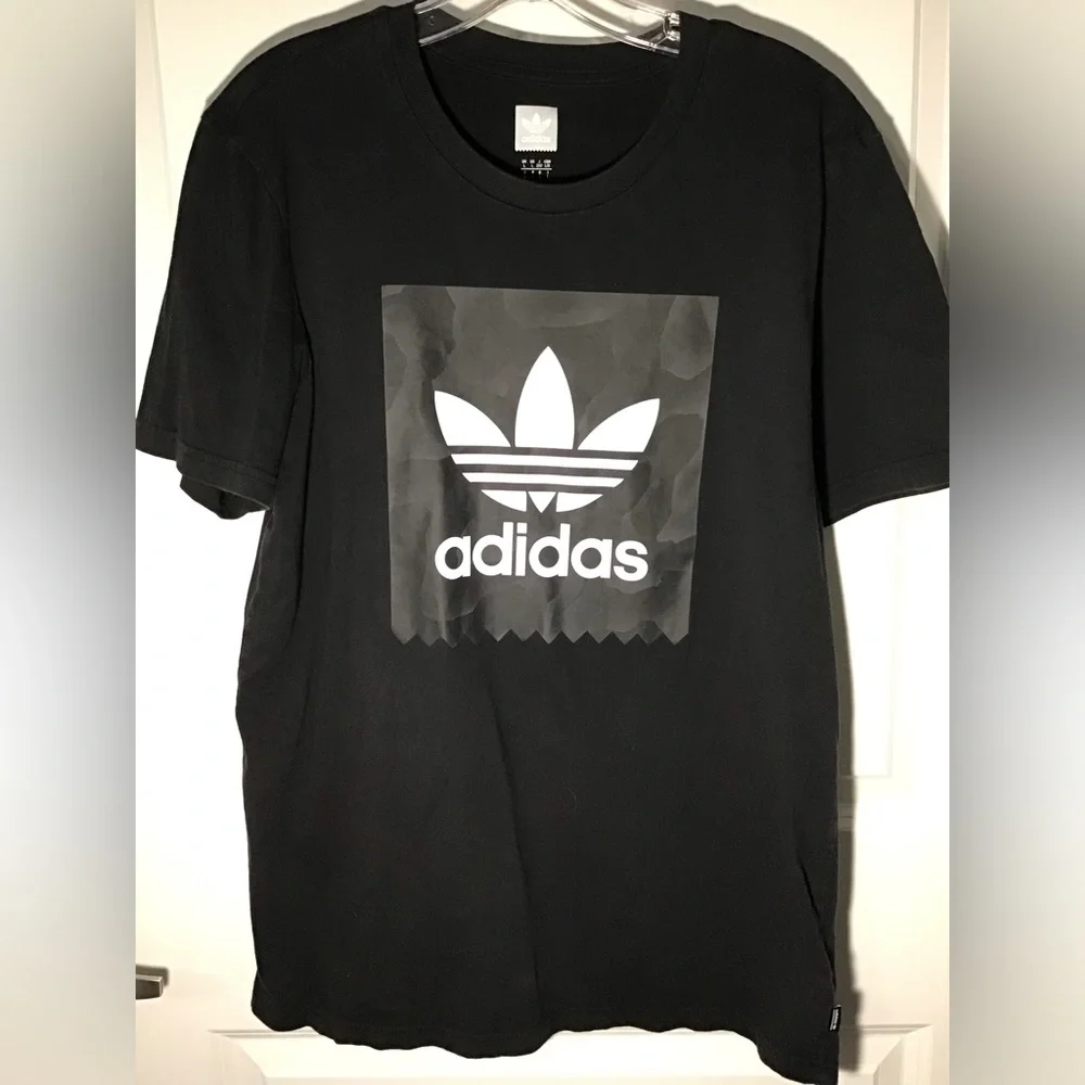adidas Black Short Sleeve Trefoil Logo Tee