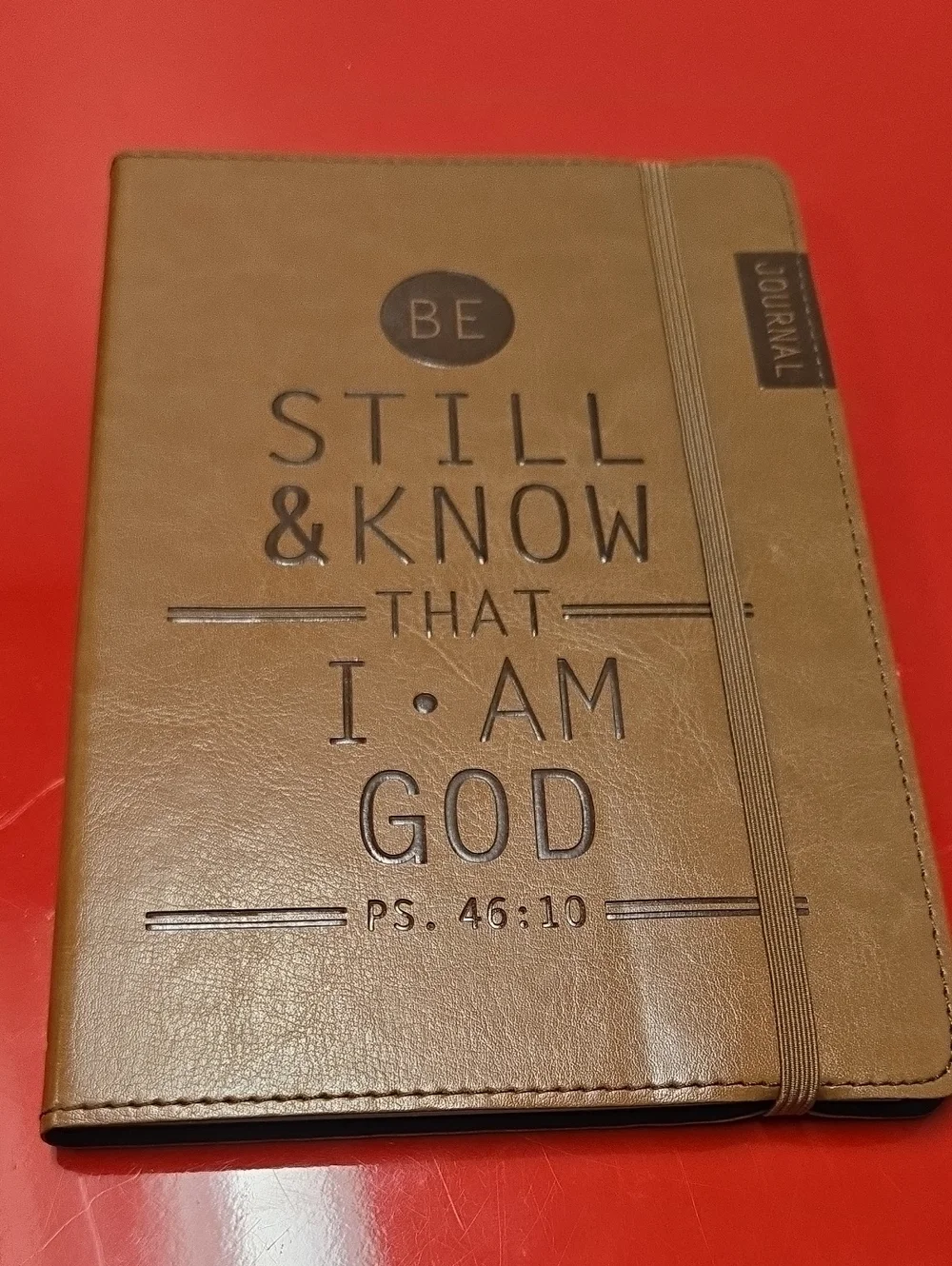 Leather-Look Brown Inspirational Journal - Be Still & Know