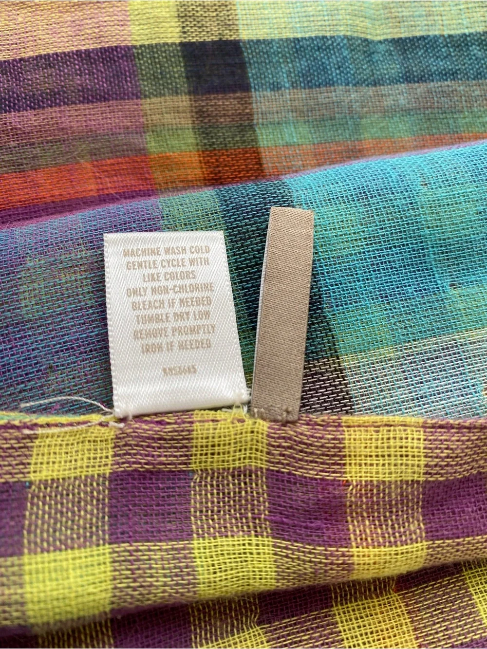 NORDSTROM La Fiorentina Spring Plaid Checked Lightweight Cotton Scarf Wrap