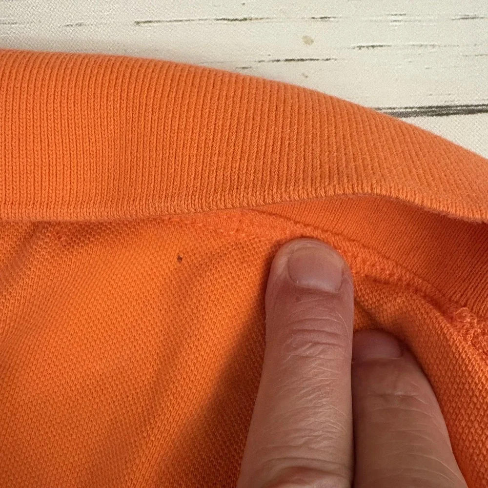 Polo Ralph Lauren Crest Polo Shirt Mens M Orange Custom Fit P-RL Yacht Club Flag