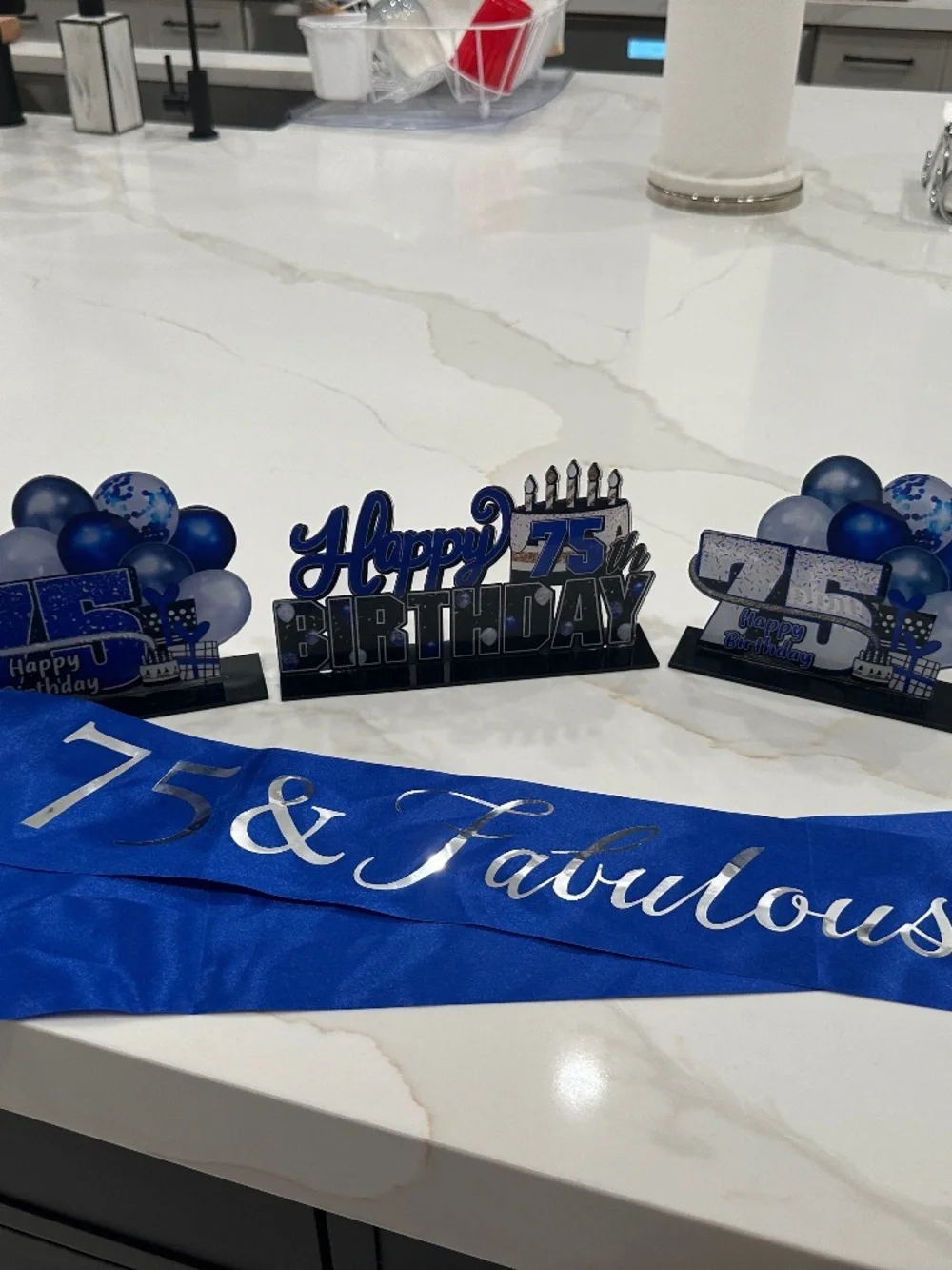 3 Birthday celebration signs  for a 75 year old