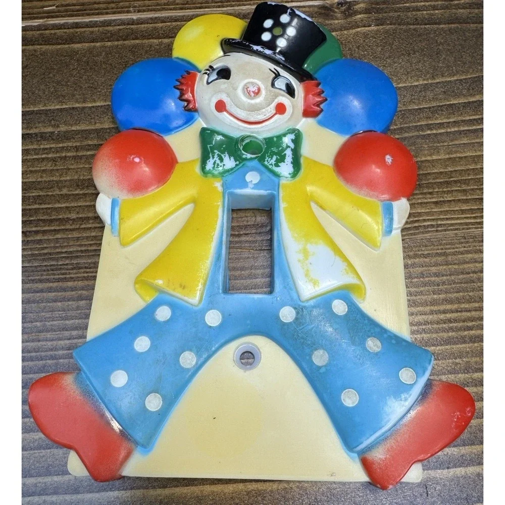 Vintage 1975 Nursery Originals Clown Light Switch Plate Cover Hong Kong