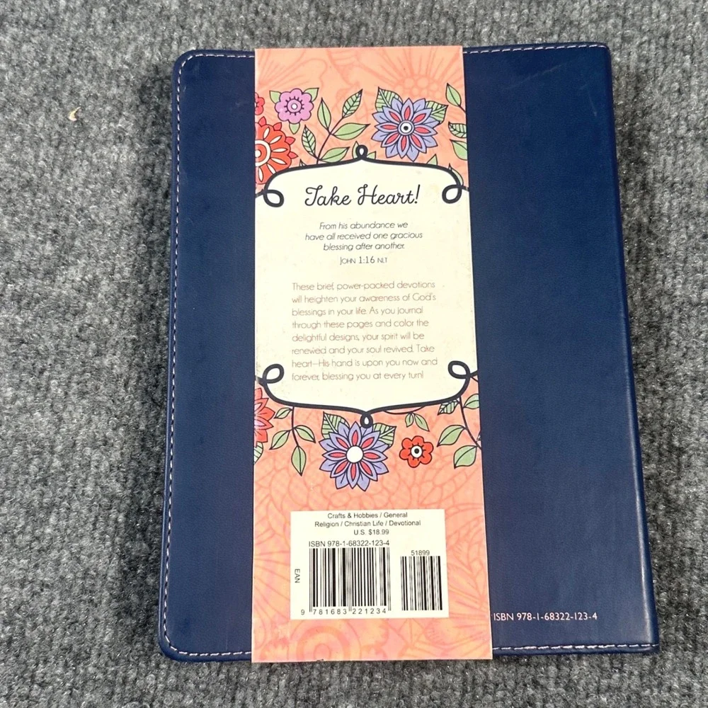 Everyday Blessings Coloring Journal for Women Christian Devotional Blue Leather