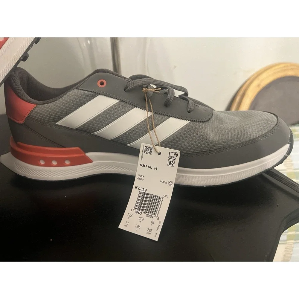 NEW Adidas Men's S2G 24 Spikeless Waterproof Golf Shoes, Gray/Pink Sz 13 NWT