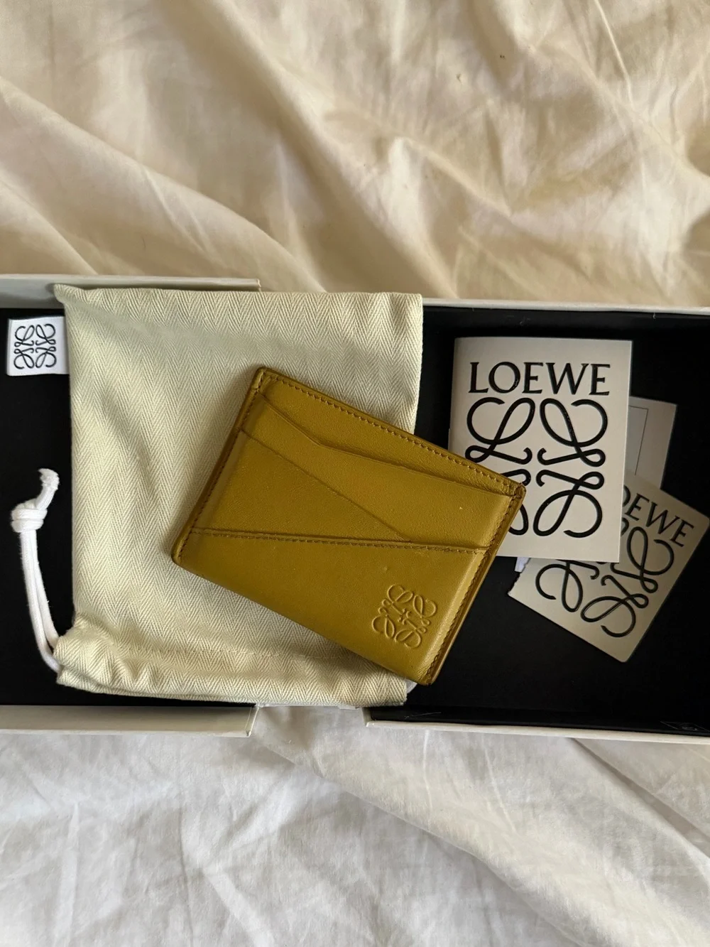LOEWE Yellow Leather Card Holder with Embossed Logo