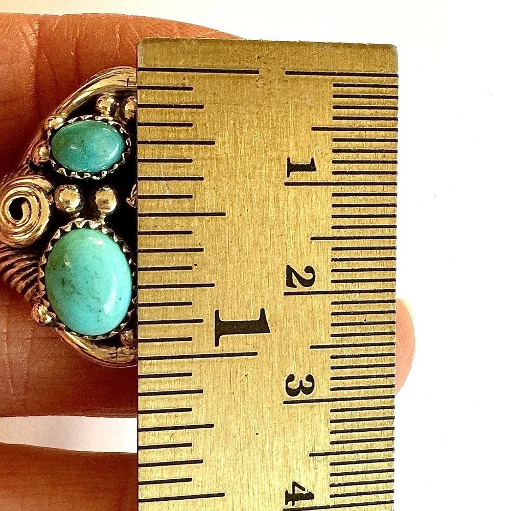 Navajo Eagle Turquoise Mens Ring Sz 14 Sterling Signed DM Native American USA