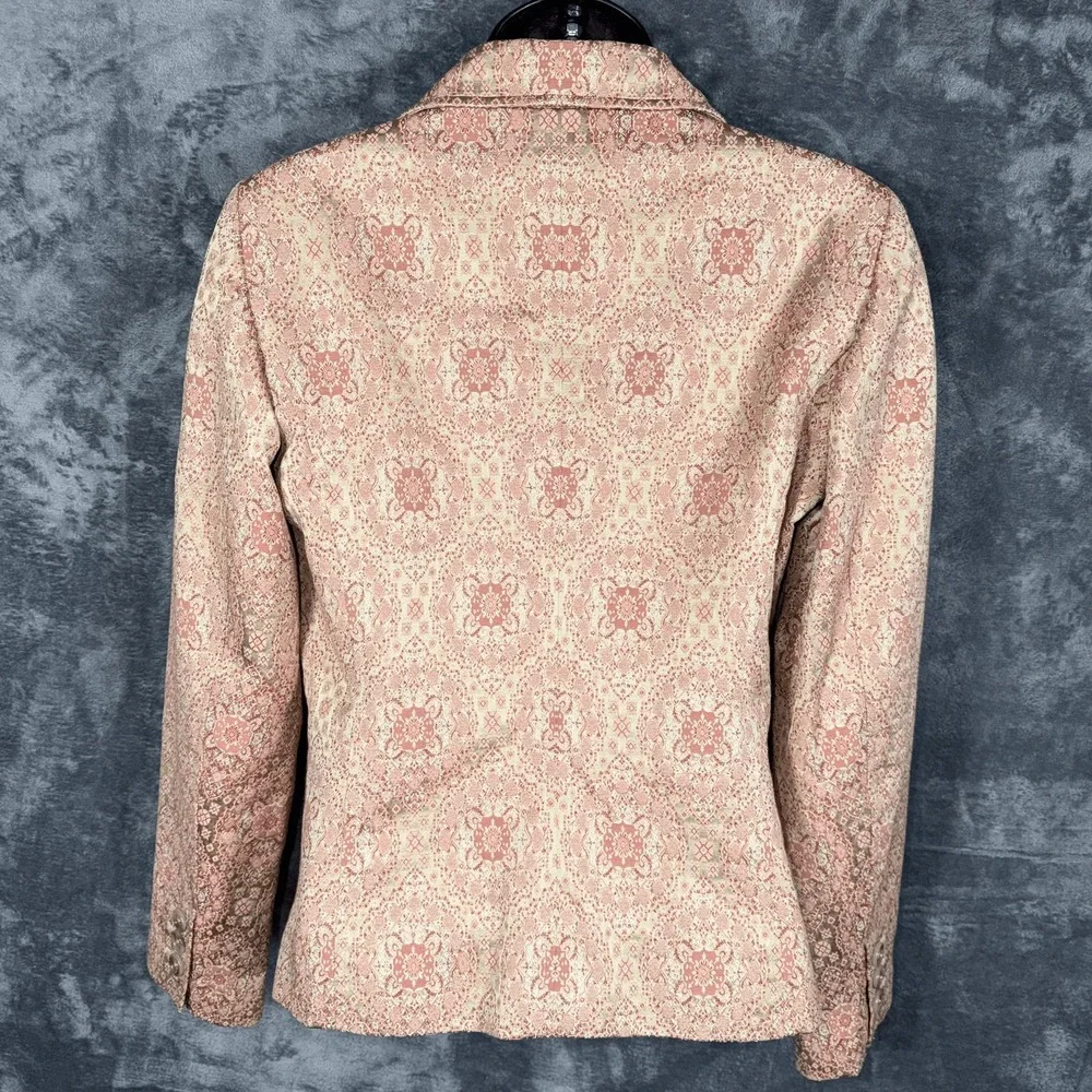 Ann Taylor Womens Blazer Jacket‎ Size 2 Pink Paisley Print Cotton Blend