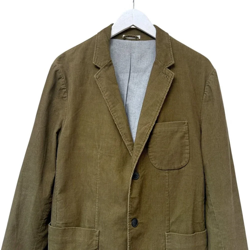 Club Monaco Mens Corduroy Blazer Large Olive Green 2 Button Cotton Casual Preppy
