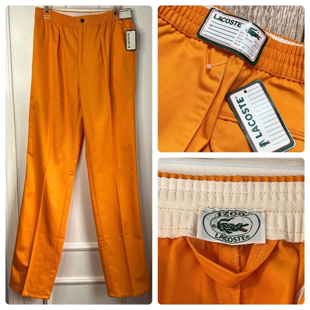 NWT 70s Vintage Izod Lacoste Pants Preppy Bright Orange Men's‎ Size Medium 30x36