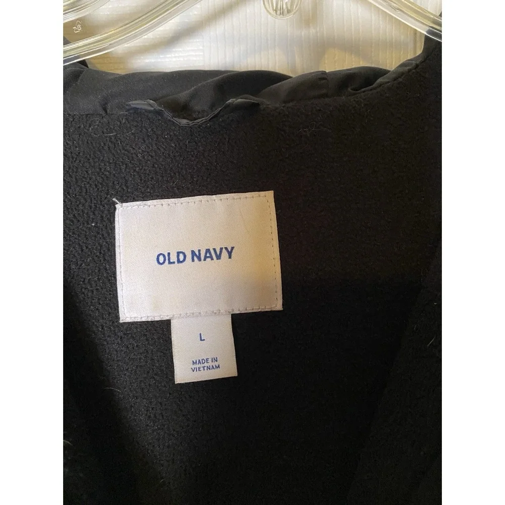 Old Navy Men's Black Quilted Puffer Vest‎ Hooded Full Zip Size L