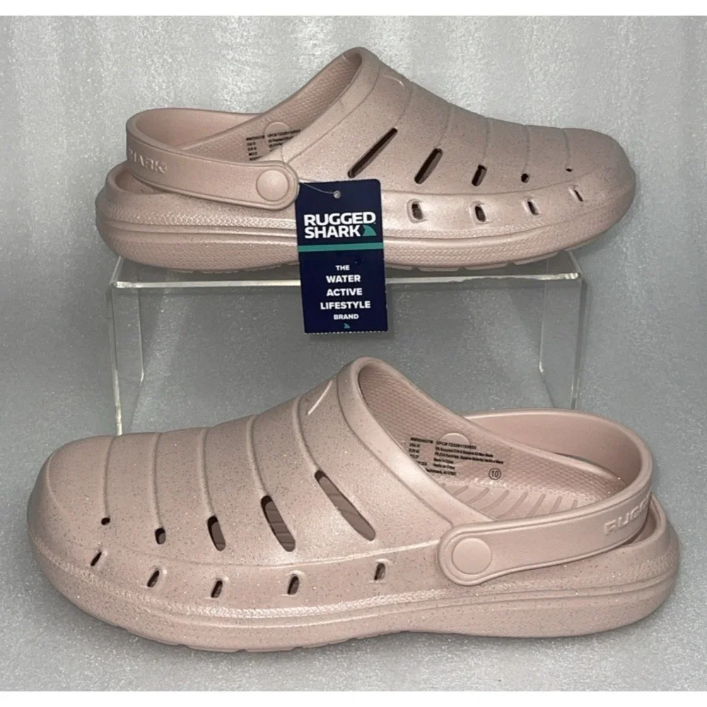 Rugged Shark Women's Comfort Eva Clog Sandals Baby Pink w/ Glitter‎ Size 10 NEW