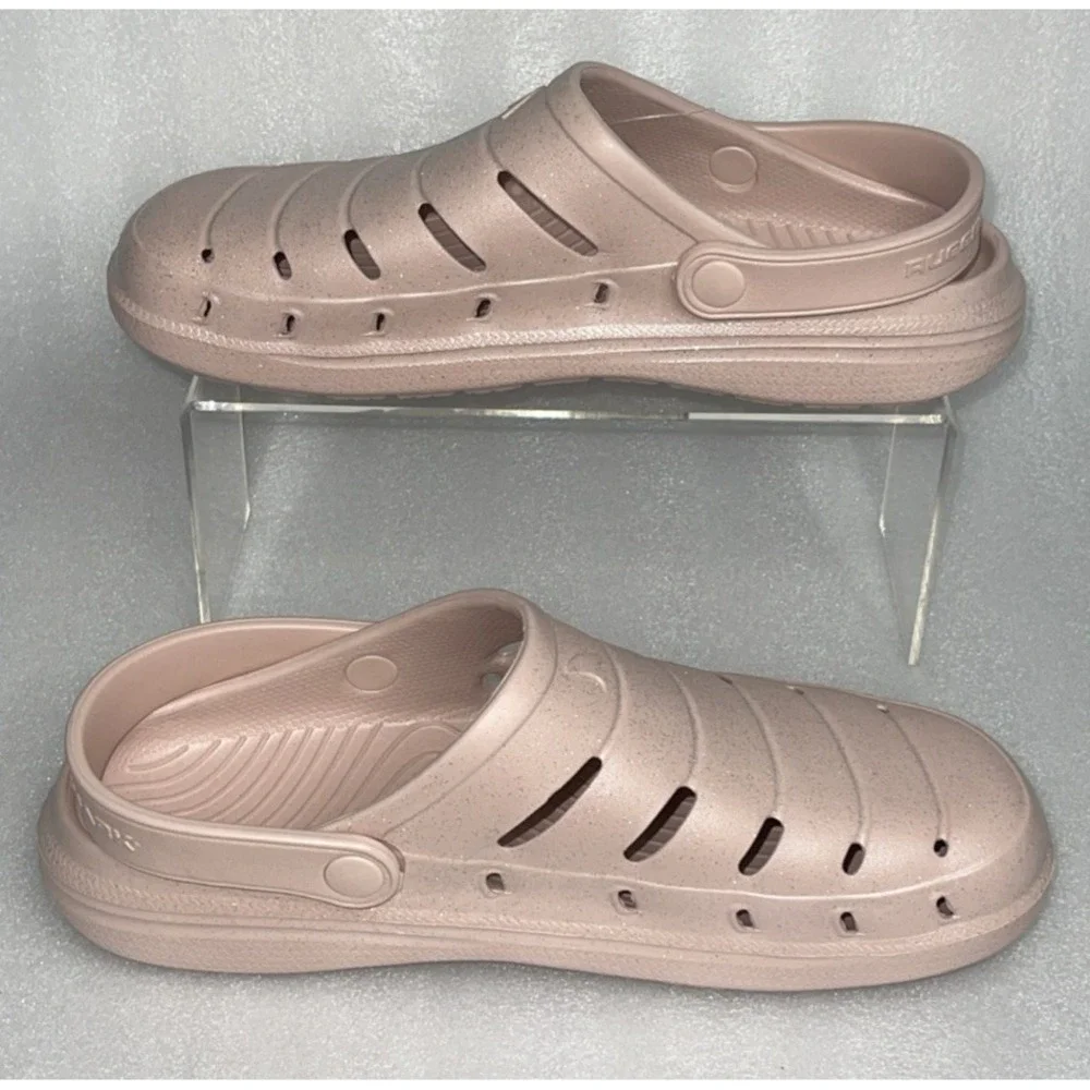 Rugged Shark Women's Comfort Eva Clog Sandals Baby Pink w/ Glitter‎ Size 10 NEW
