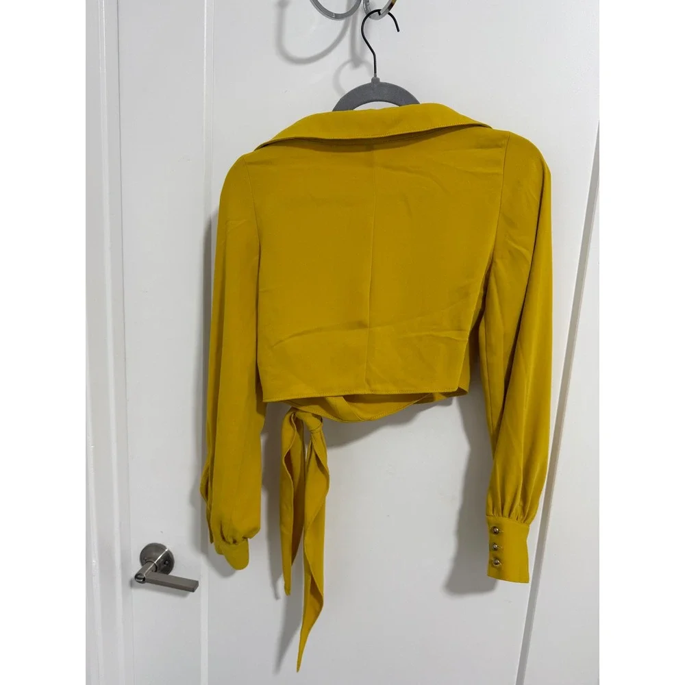Karen Millen Top & Shorts Set Mustard Yellow‎ Long Sleeve Belted US 4
