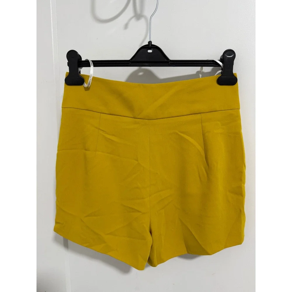 Karen Millen Top & Shorts Set Mustard Yellow‎ Long Sleeve Belted US 4
