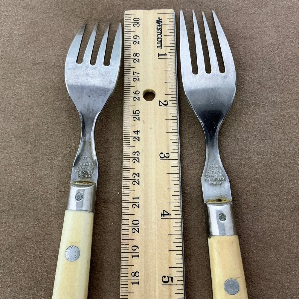 WF Mardi Gras‎ Stainless Flatware Korea Ivory Handle 10pc Fork Spoon Knife Set