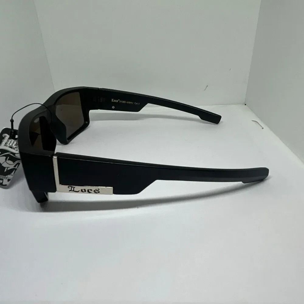 Locs Wrap Sunglasses Blue Mirror Lens Black Frame UV400