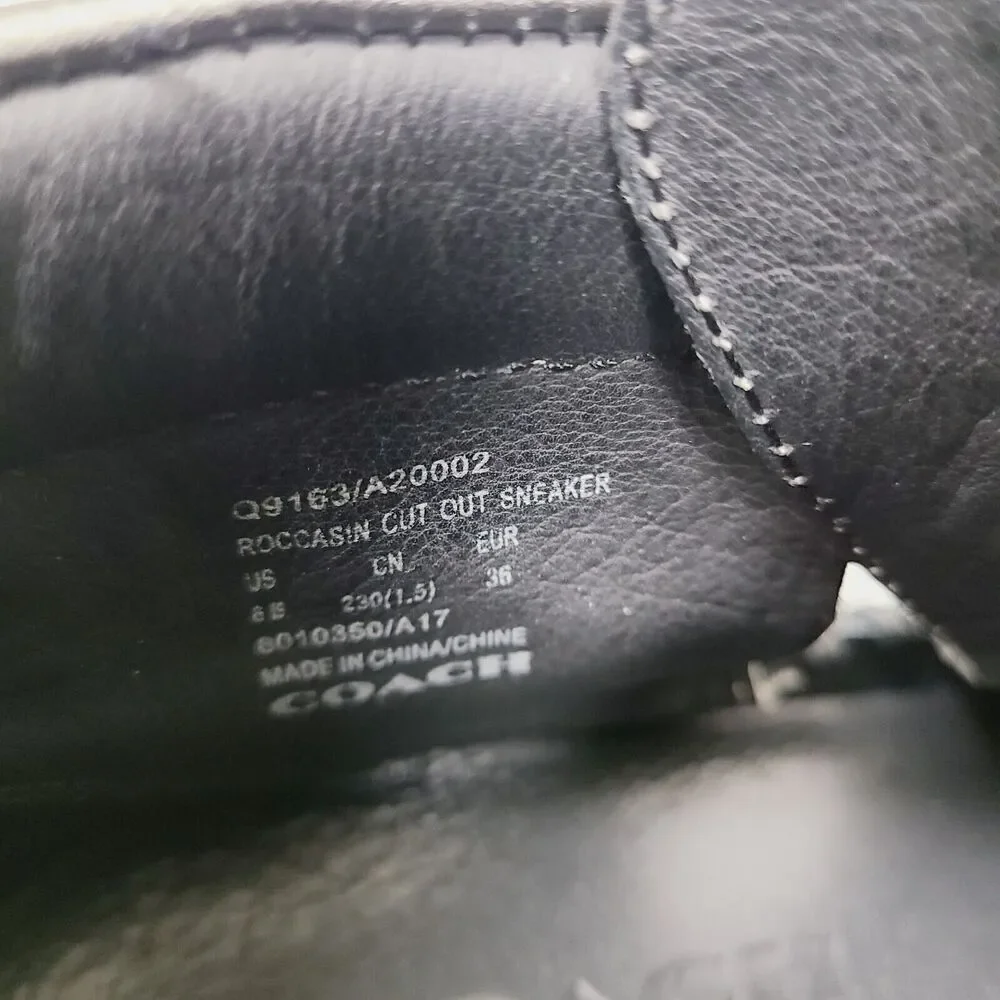 Coach Roccasin Cut Out Sneakers 5 Black Metallic Silver Studded‎ Fringe Booties