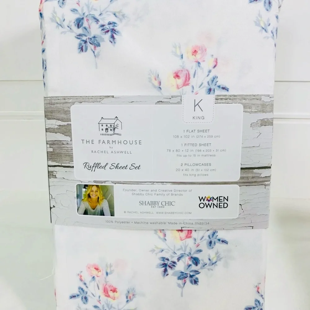 Rachel Ashwell king‎ size blue floral sheet set