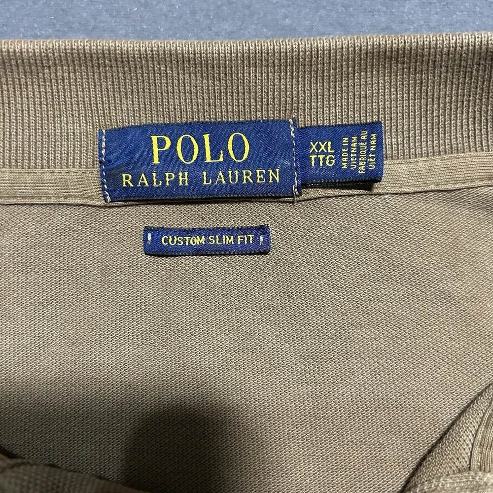 Ralph Lauren Polo Mens Brown Long Sleeve Polo Shirt Size XL Custom Slim‎ Fit