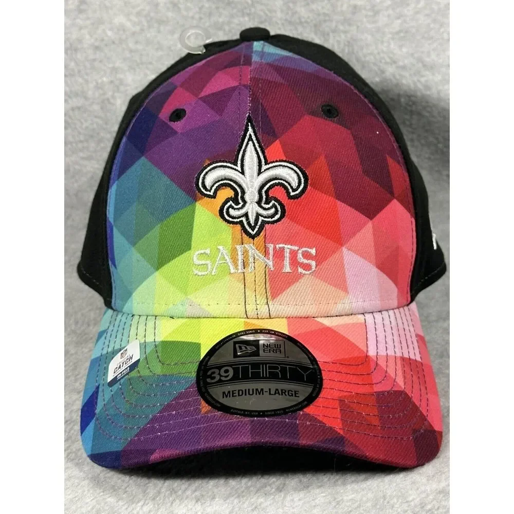 New Orlean Saints New Era Crucial Catch 39THIRTY Flex-Fit Hat Cap‎ New Size M/L