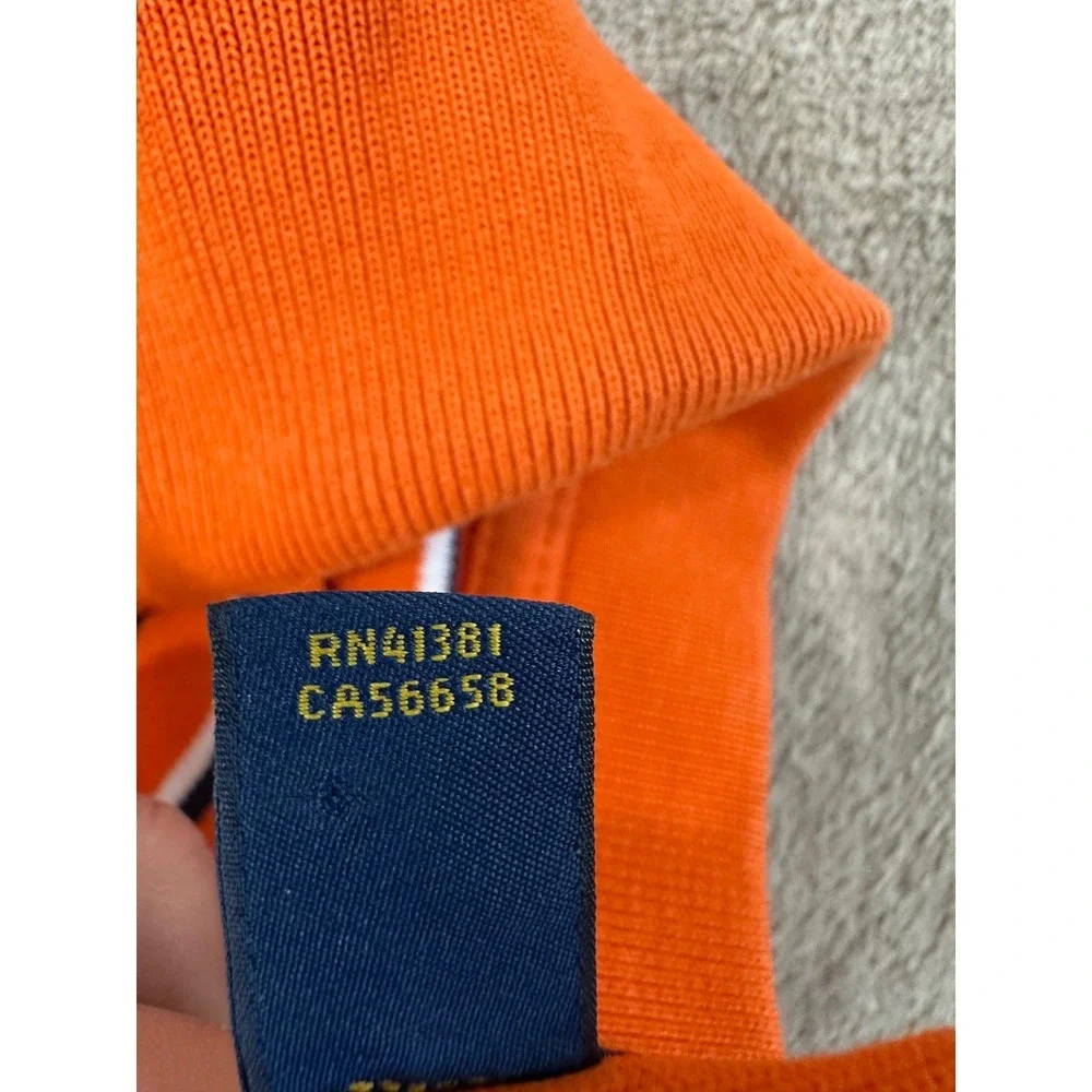 Polo Ralph Lauren Custom Fit Polo Shirt Mens Size 2XL Orange White Striped EUC