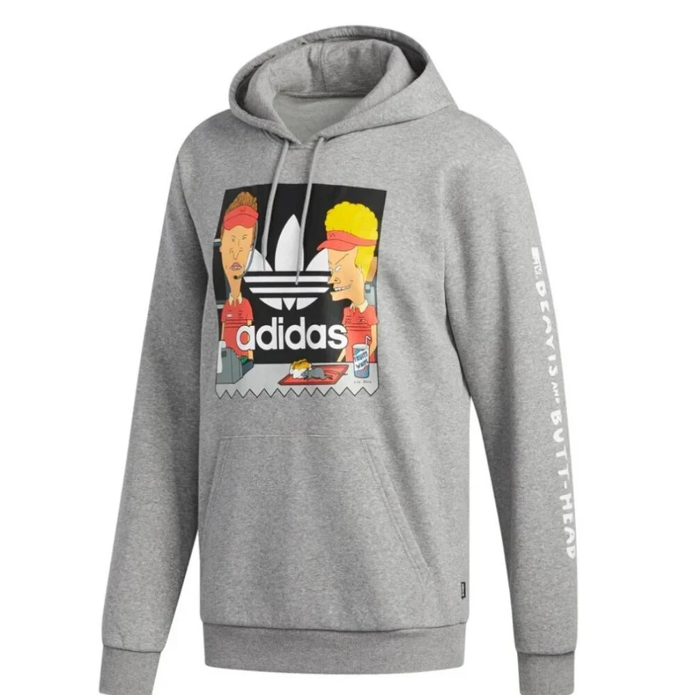 Adidas Beavis & Butthead Gray‎ Unisex Limited Edition Hoodie MTV 2018 Size S