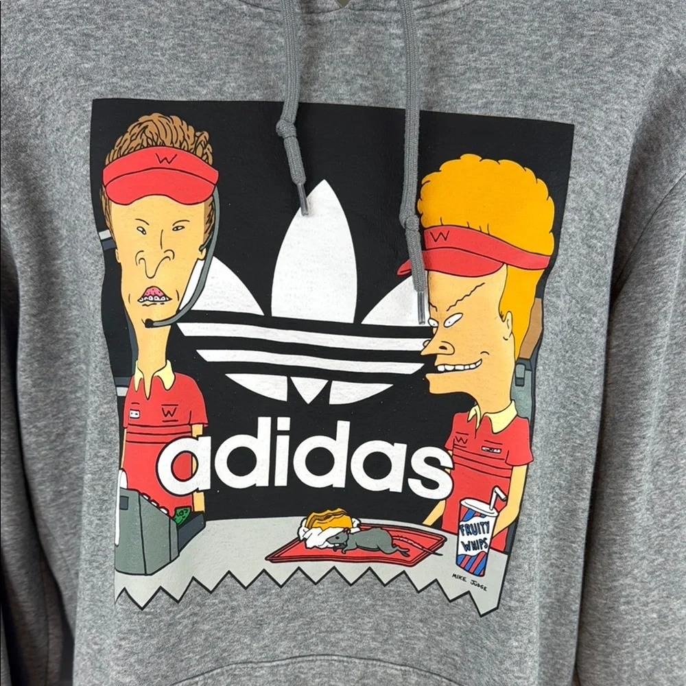 Adidas Beavis & Butthead Gray‎ Unisex Limited Edition Hoodie MTV 2018 Size S