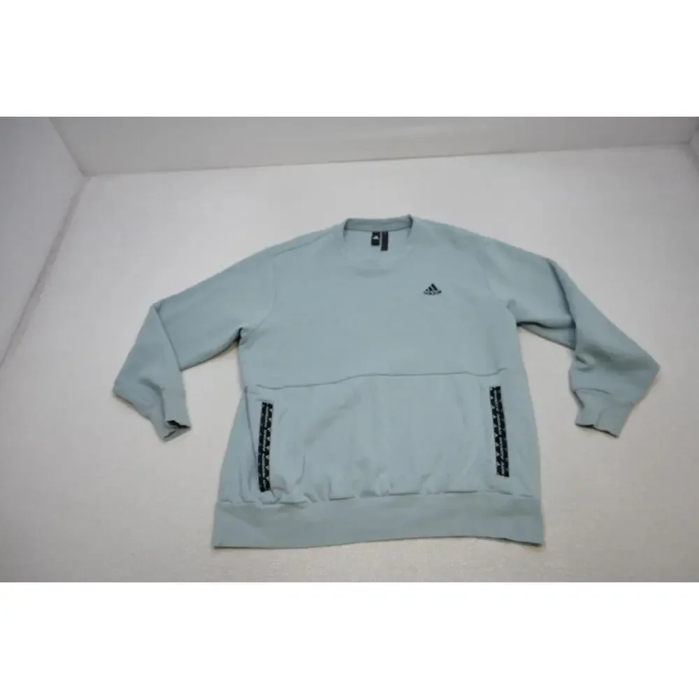 Adidas Crew Neck Sweat Shirt Sweater Blue‎ Thermal Weave Long Sleeve Mens Large