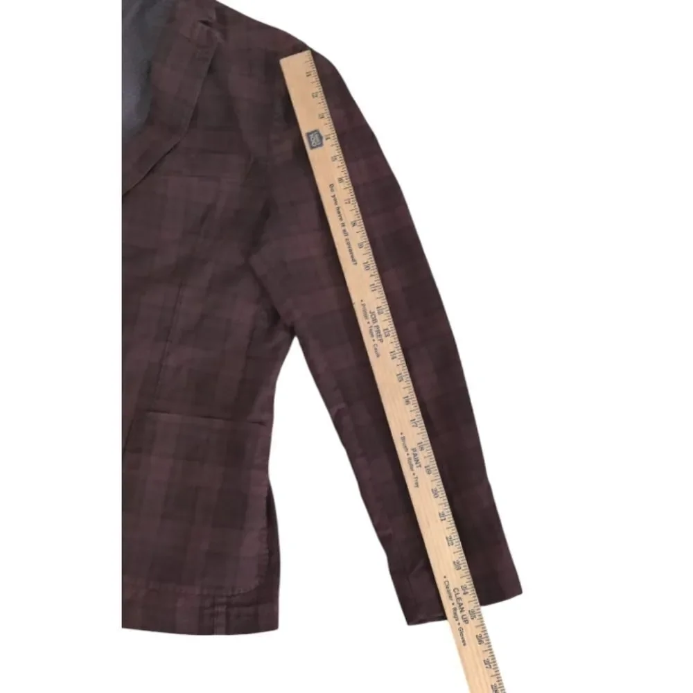 Classic Brown Checkered Men's Blazer Italy IT52 US 42R