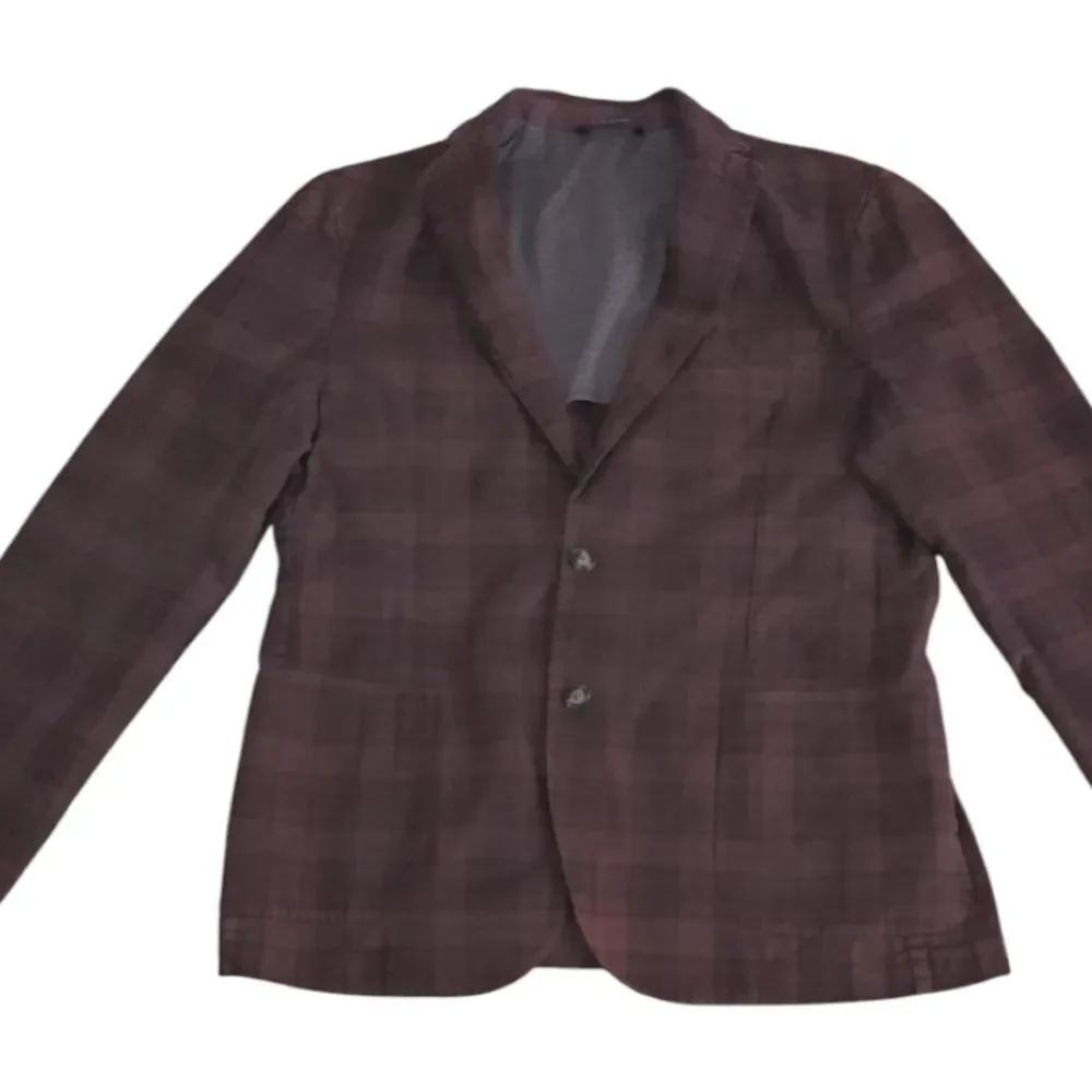 Classic Brown Checkered Men's Blazer Italy IT52 US 42R