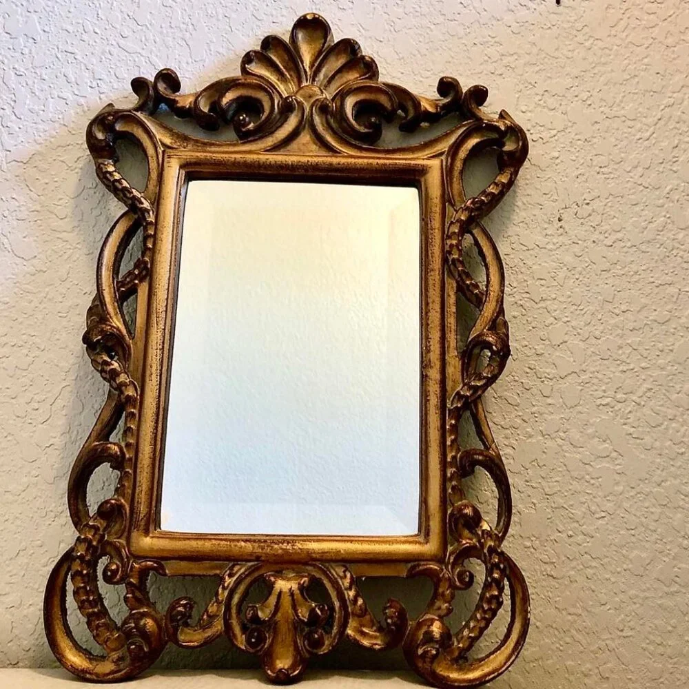 NWT PARAGON PICTURE GALLERY Ornate Antique Gold Framed Beveled Wall Mirror 18x12