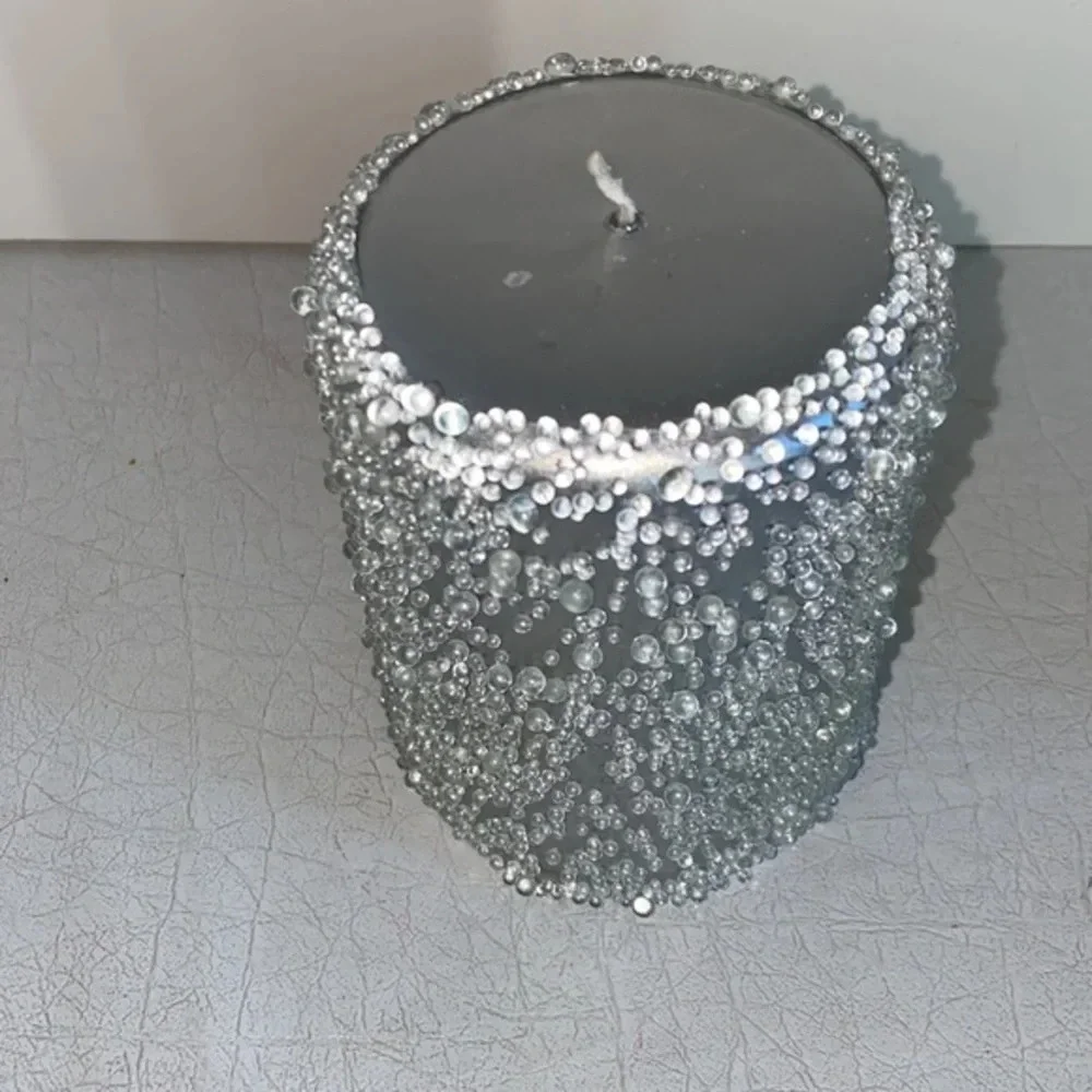 Z Gallerie Silver‎ Holiday Jeweled Candle NWT