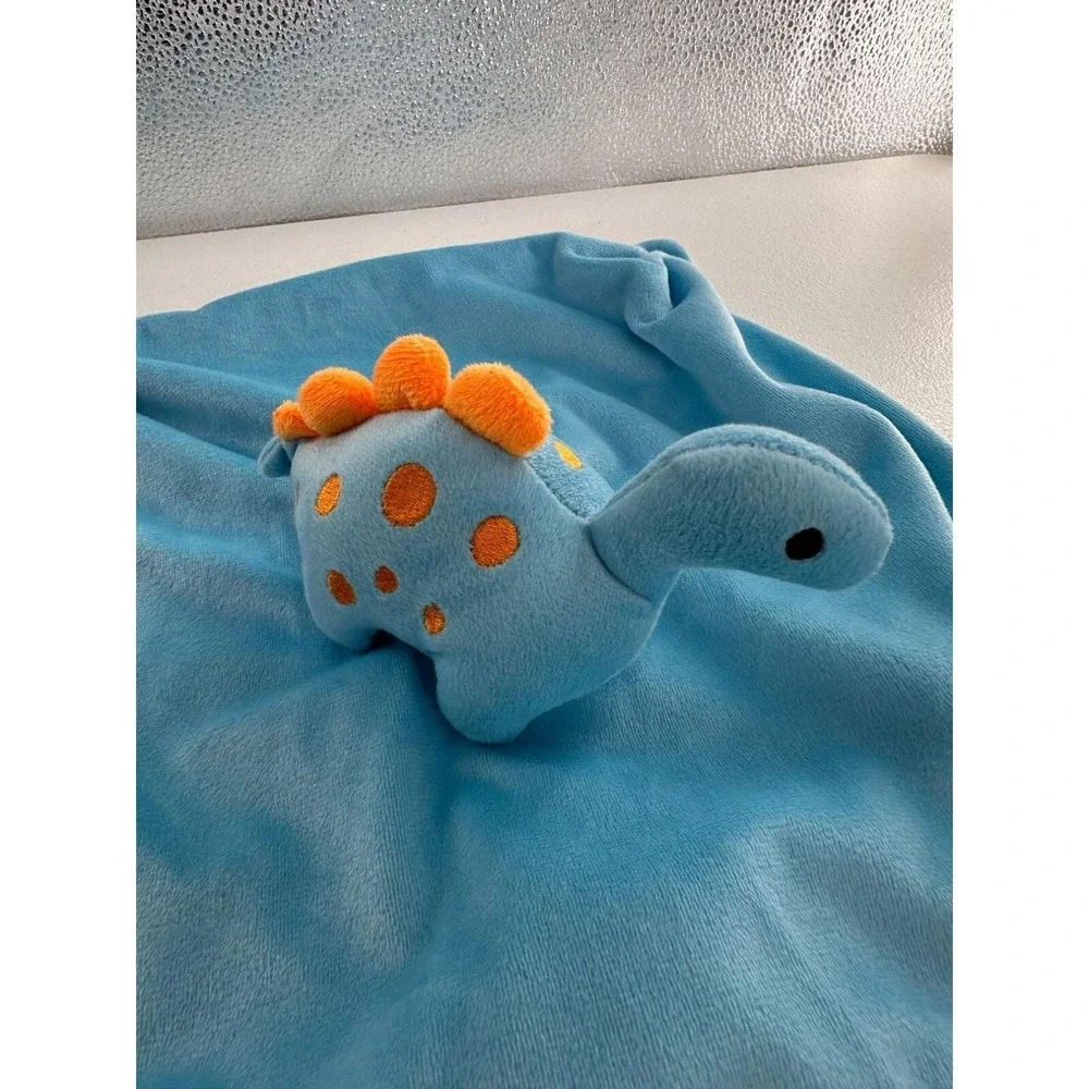 Pro Goleem Blue Dinosaur Baby‎ Lovey Security Blanket Satin Backing Knotted Ends