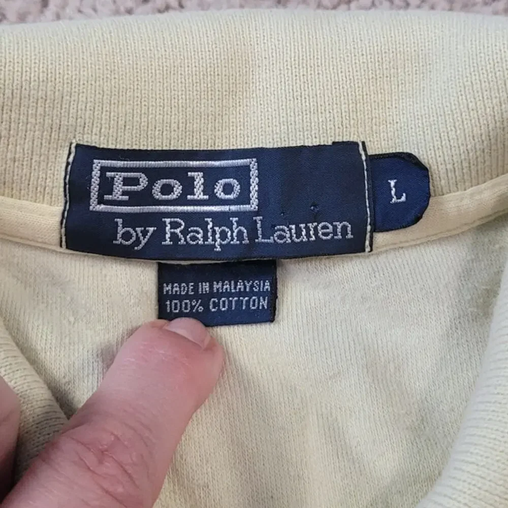 VTG Ralph Lauren Terry Cloth Polo Yellow L Retro