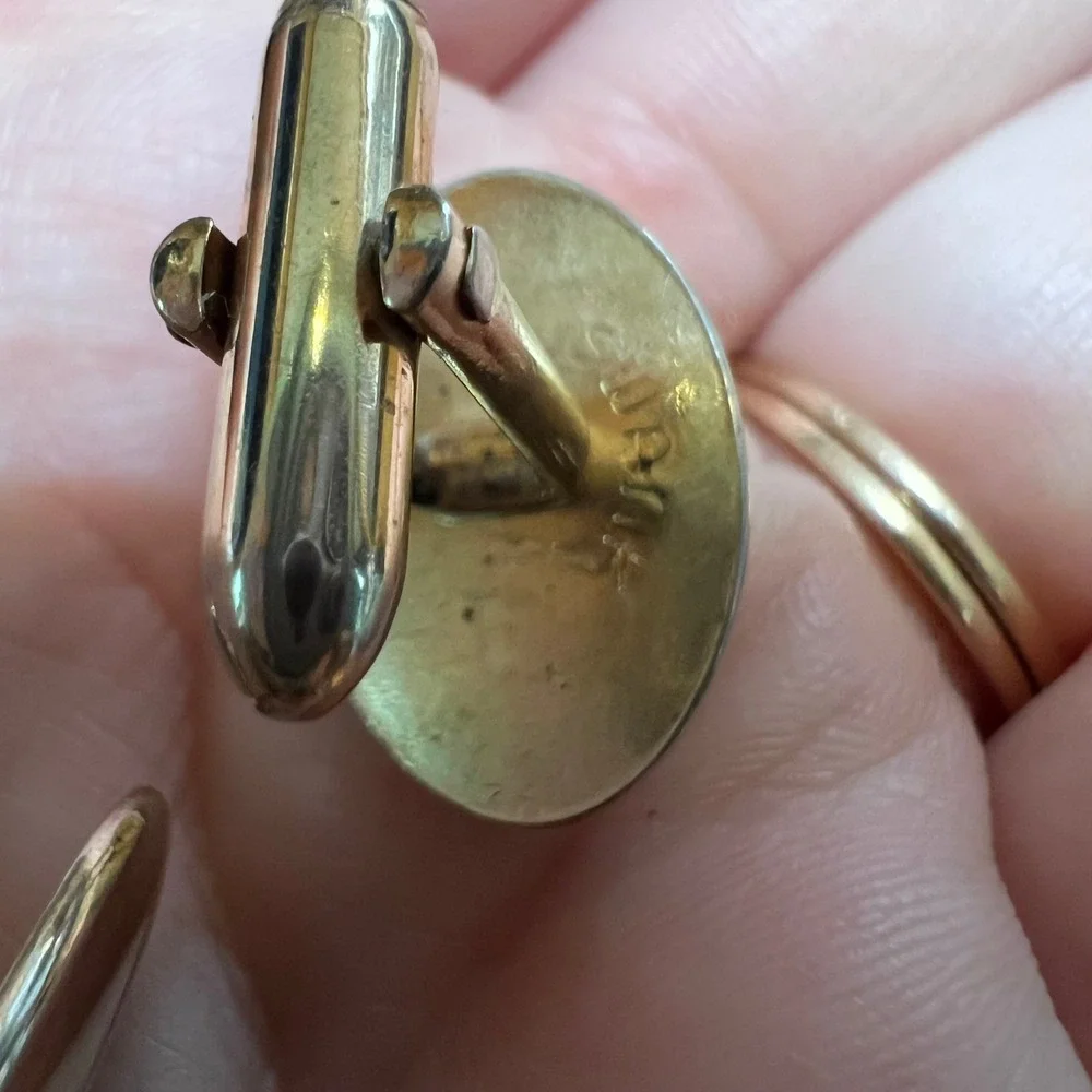 Vintage Swank Cufflinks Tie Tack Set Gold Tone Rhinestone Mid Century Modern MCM