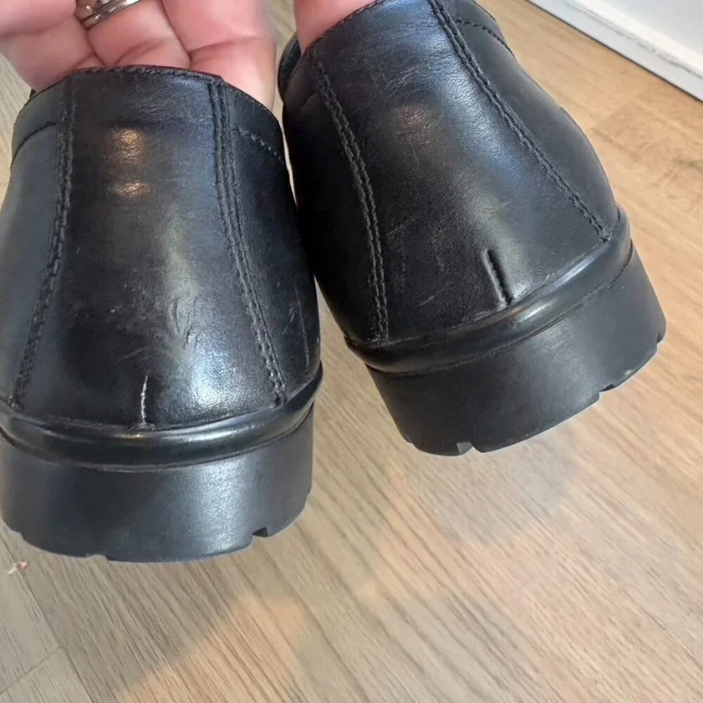 Gucci Loafers Buckle heel Size 7.5 Leather Black Mens