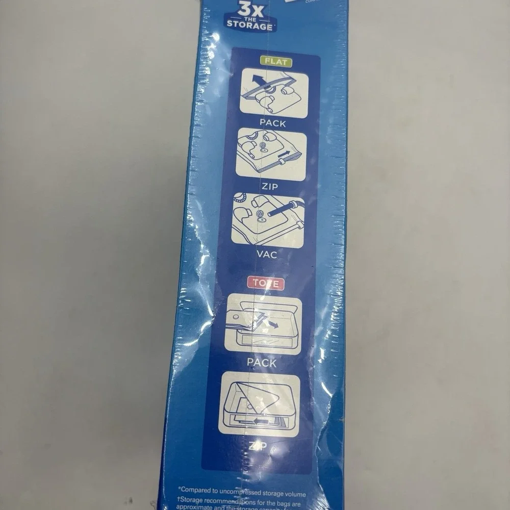 Ziploc Space Bag Clothing 1 Jumbo Tote 4 Large Flat Storage Bags Reusable New
