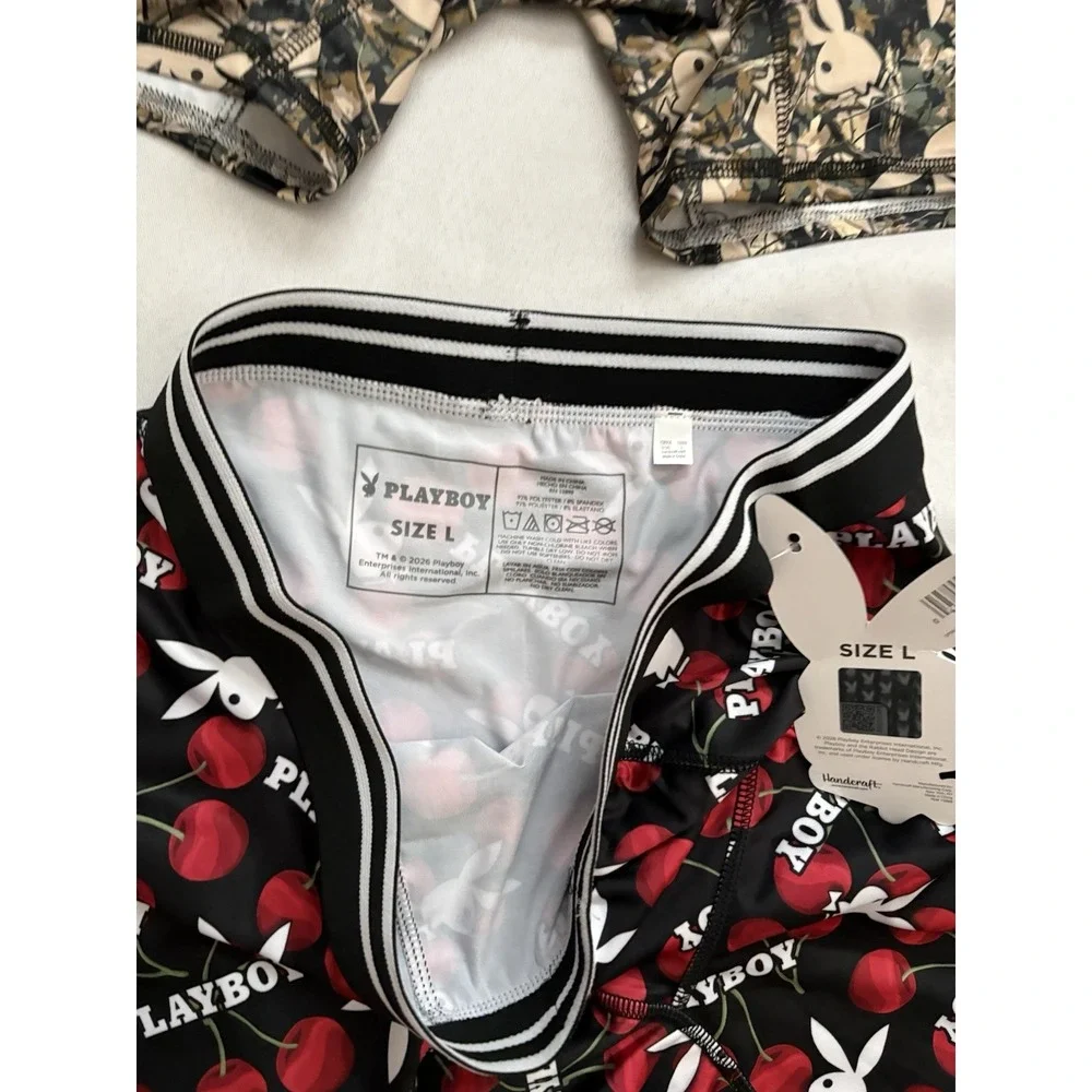 NEW PLAYBOY Boxers Playboy Boxer Briefs Men's Size Large Multicolor 2 Pair Boxer