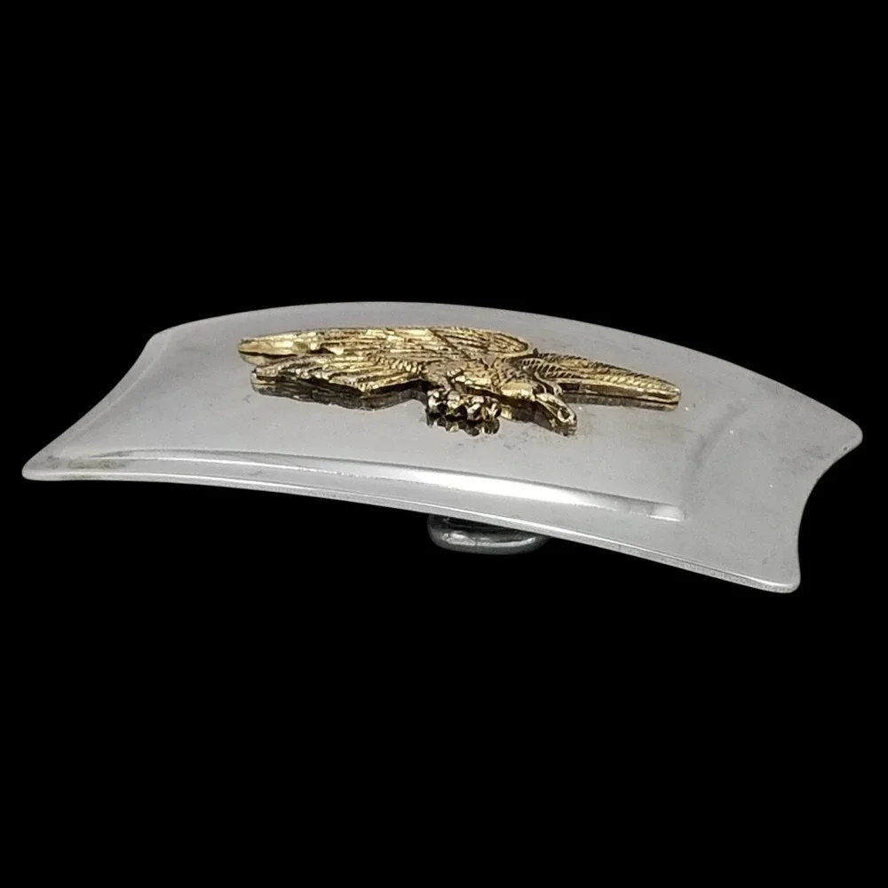 Vintage Bald Eagle Belt‎ Buckle Silver Tone Gold Finish Western Accessory