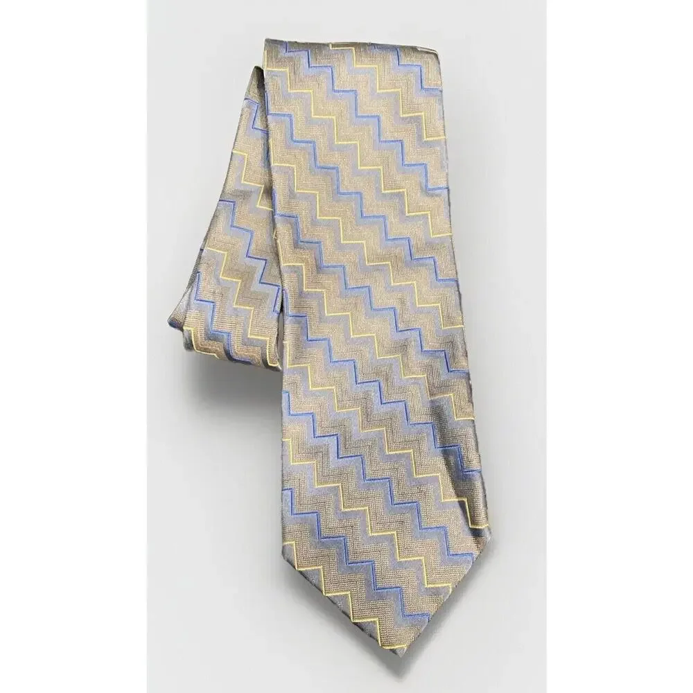 JHANE BARNES Men's Necktie 100% Silk Tie Designer Abstract Blue Navy Gray Italy