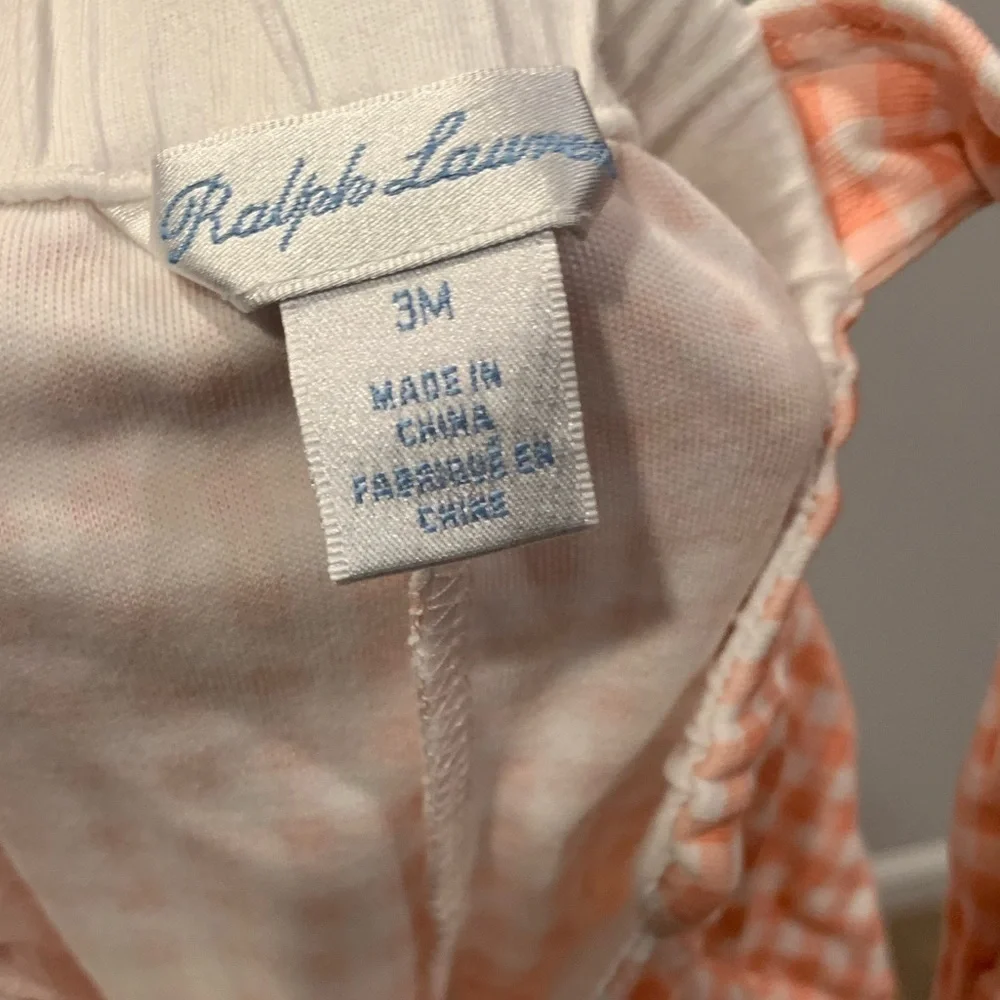 Ralph Lauren Checkered Ruffle Overalls Romper