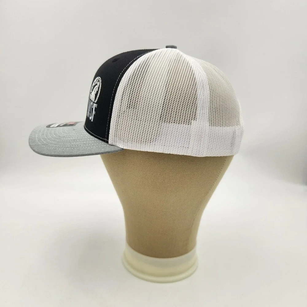 Richardson 112 Trucker Hat Black Grey WSF Farms Rooster Logo Snapback Cap